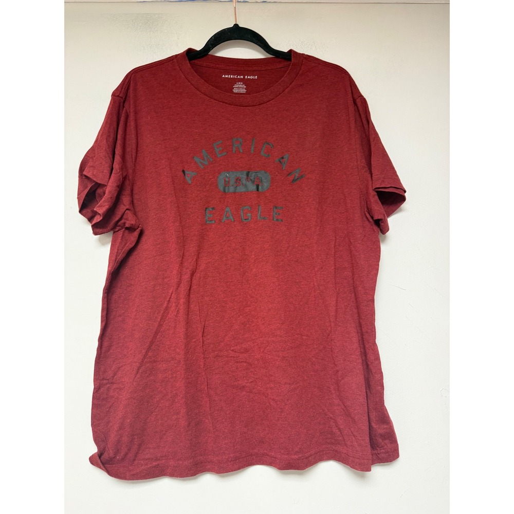 American Eagle Graphic T-Shirt Mens Large Burgundy Excellent Standard Fit 8379